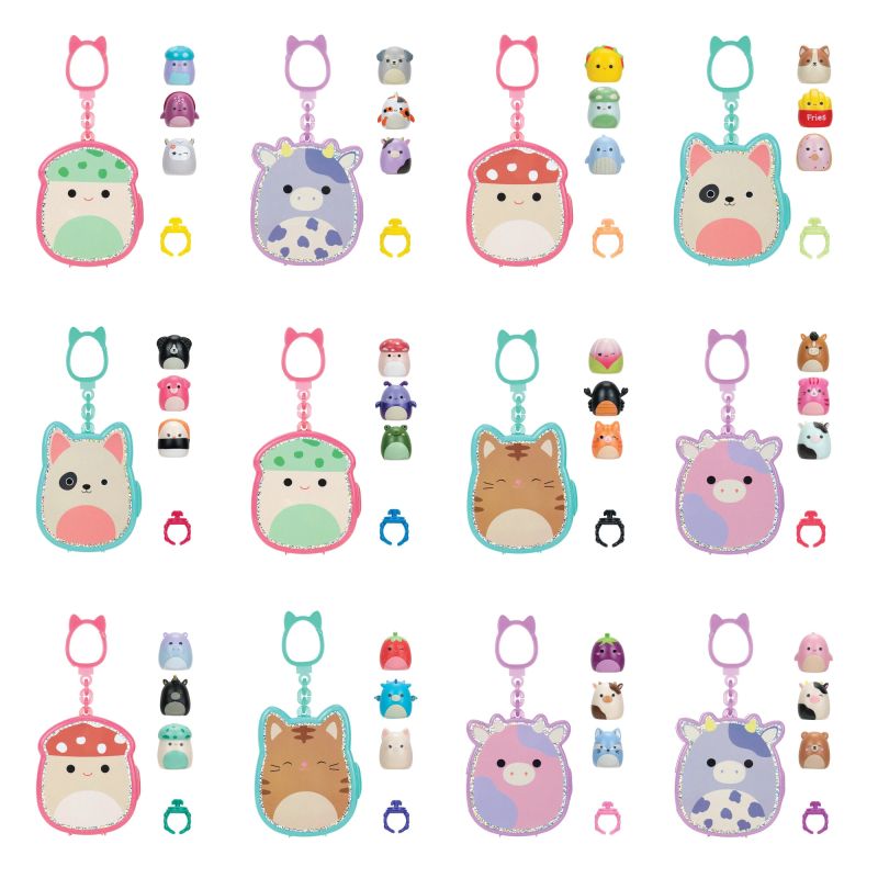 SQUISHMALLOWS CLIP-A-LONGS 3 figūriņas necaurspīdīgā iepakojumā, 2,5 cm